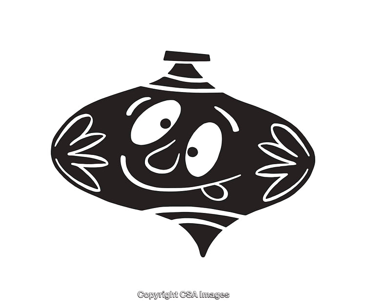 Smiling Decorative Line Art Illustration in Black and White