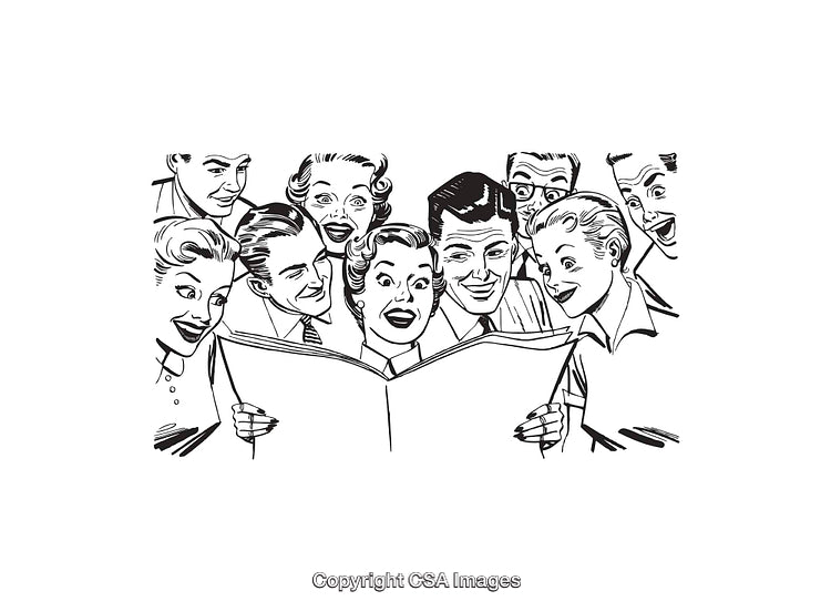 Group of Smiling Individuals Enjoying a Shared Activity in Black and White Art