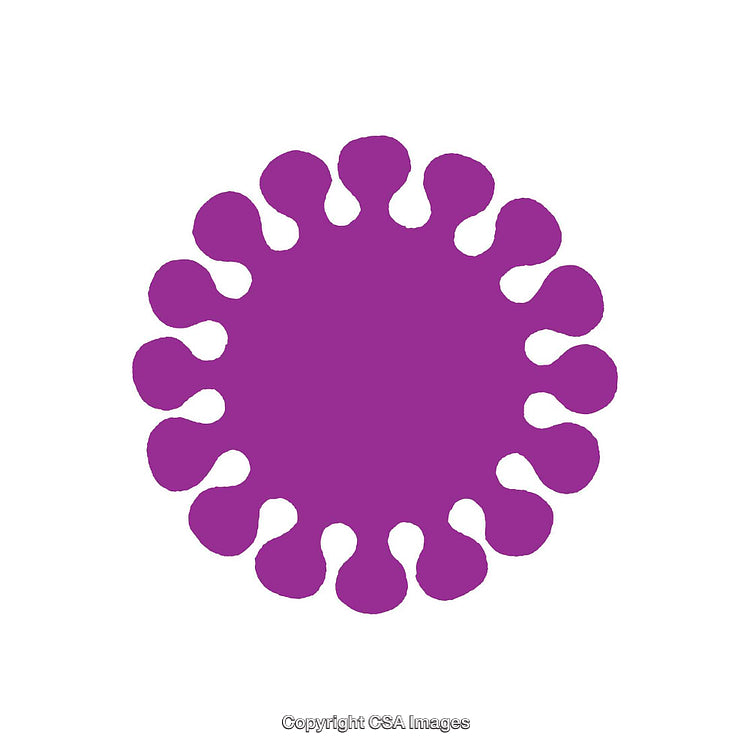 Purple Abstract Circular Shape with Radial Extensions on White Background