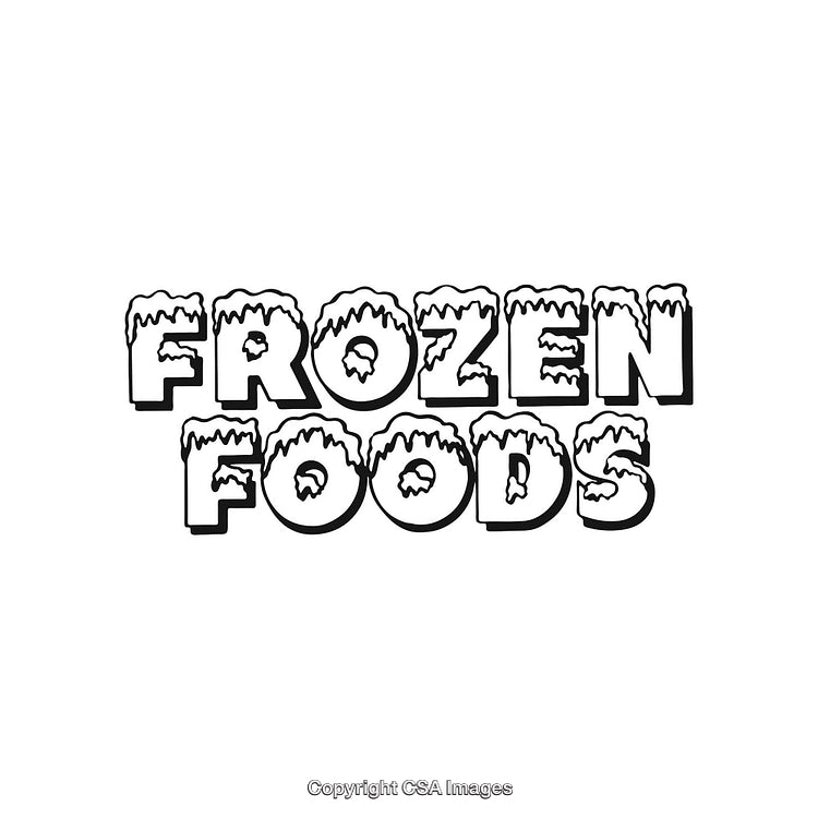 Bold Frozen Foods Logo Design with Ice-Themed Typeface