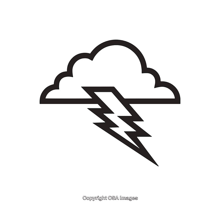 Minimalist Icon of a Thunderstorm With Cloud and Lightning
