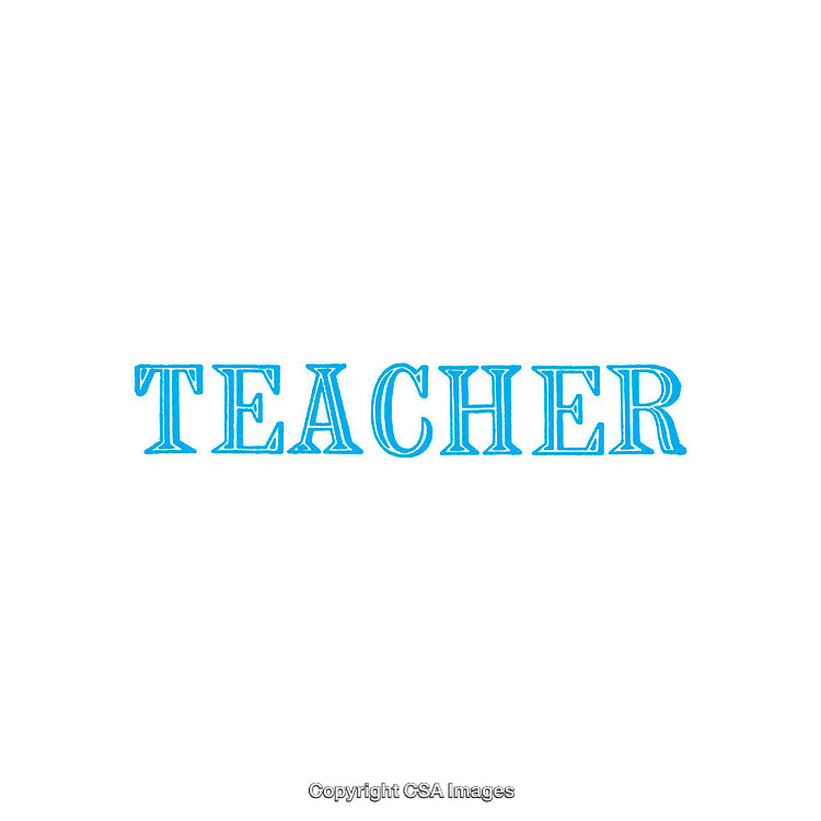 Blue Text Highlighting the Word Teacher On a White Background