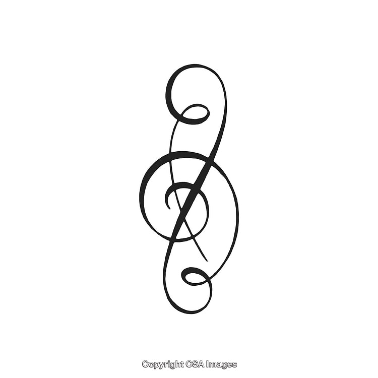 Elegant Black and White Artistic Treble Clef Symbol Design