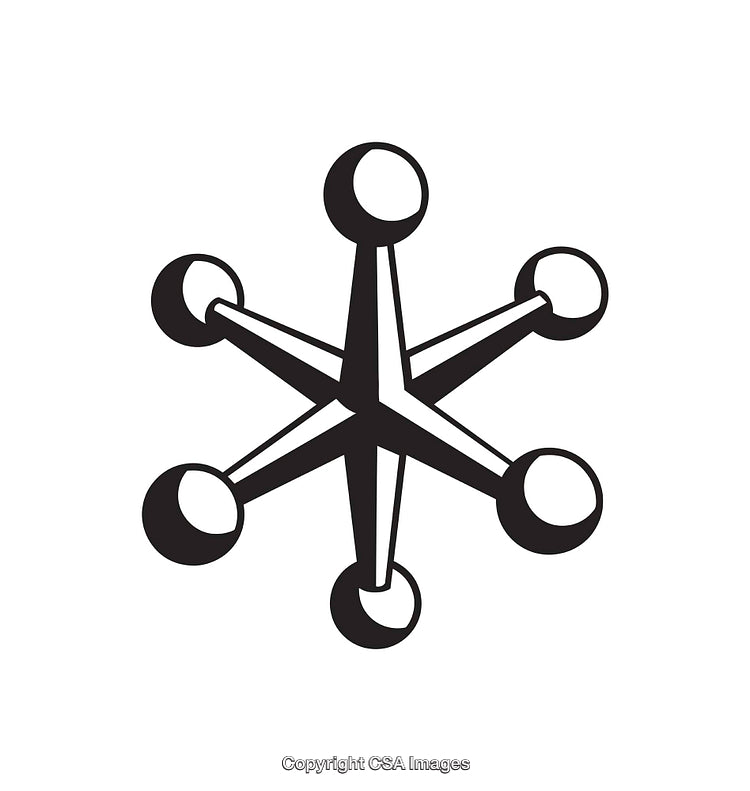 Black And White Line Art Illustration of Connected Spherical Shapes