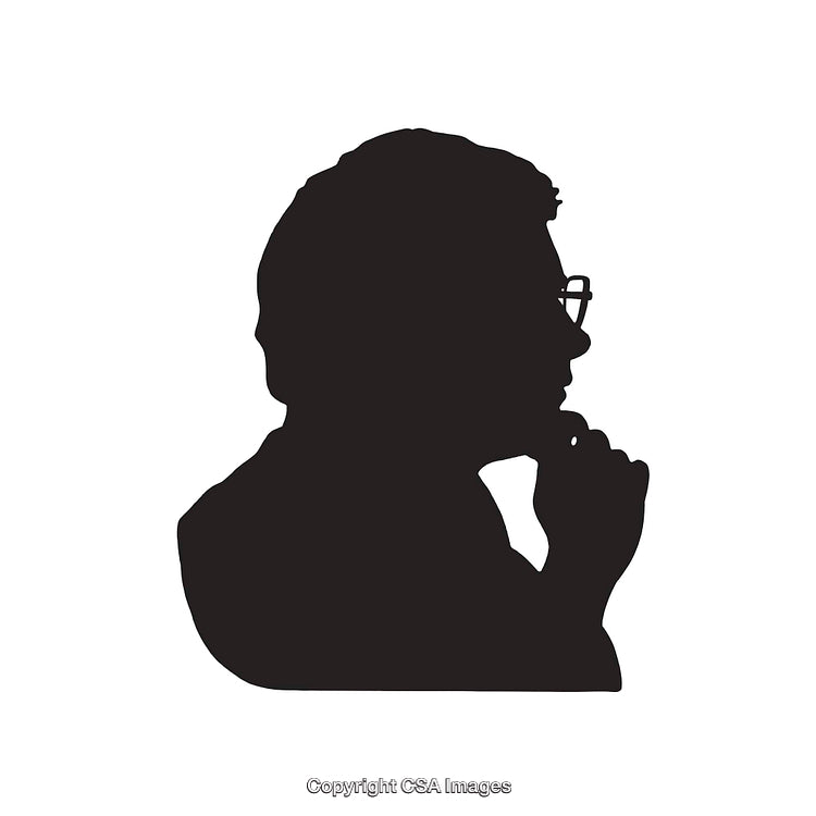 Silhouette of a Person Thinking in Profile with Hand on Chin