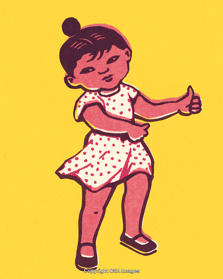 Illustration of a Cheerful Child Giving a Thumbs Up on Yellow Background