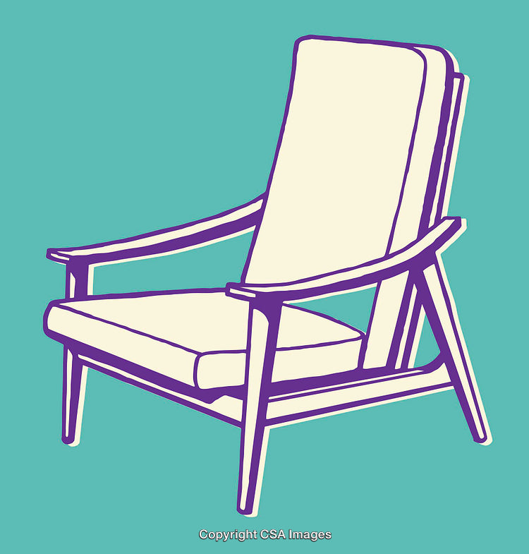 Graphic Illustration of a Chair in Minimalist Style with Vibrant Colors
