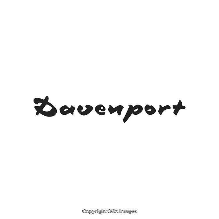 Black Handwritten Davenport Logo Isolated on a White Background