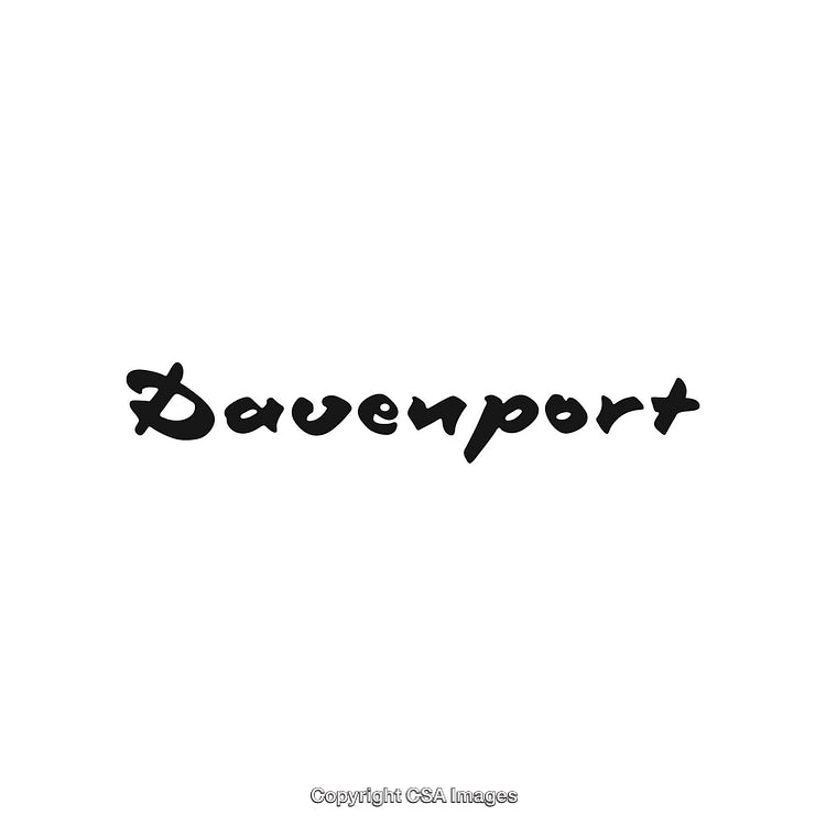 Black Handwritten Davenport Logo Isolated on a White Background