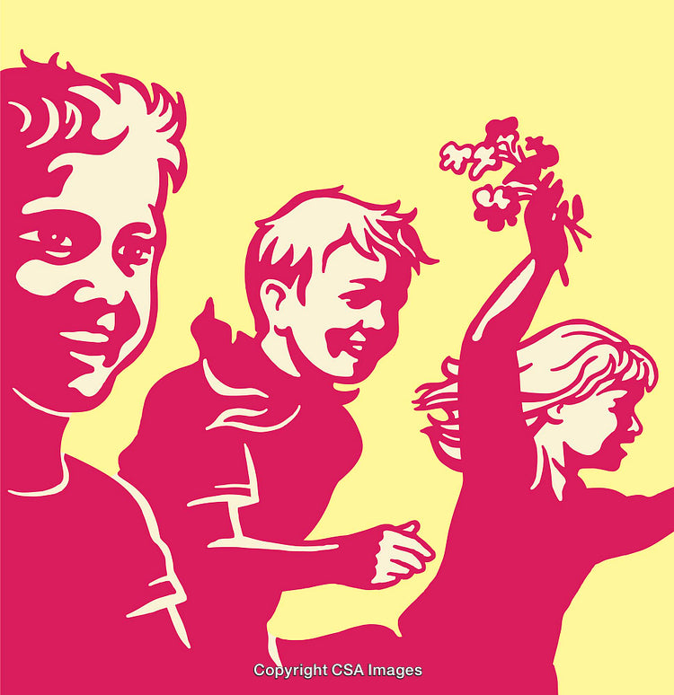 Joyful Children Playing Together in a Colorful Line Art Illustration