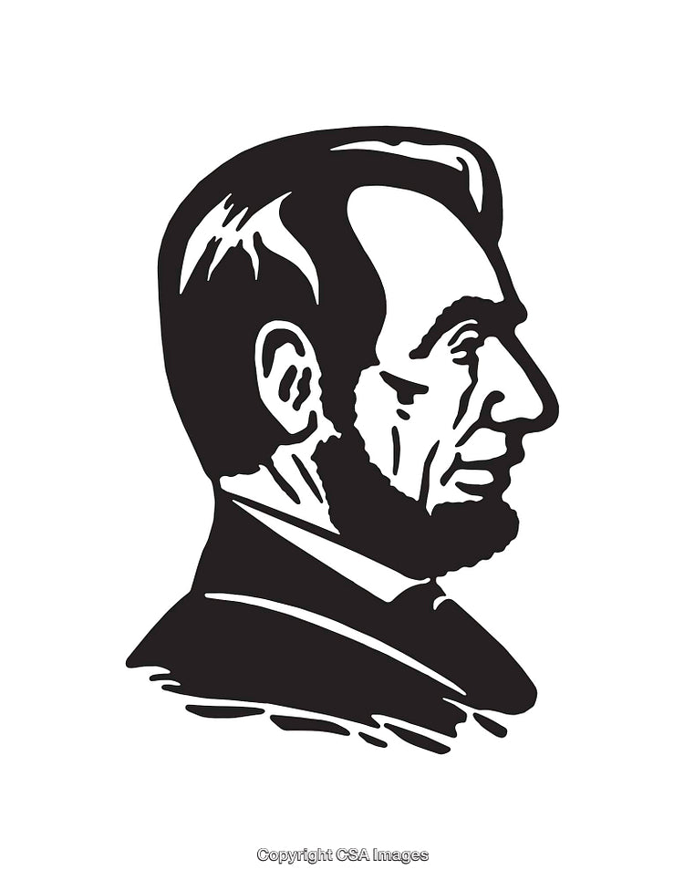Black and White Line Art Portrait of a Historical Figure
