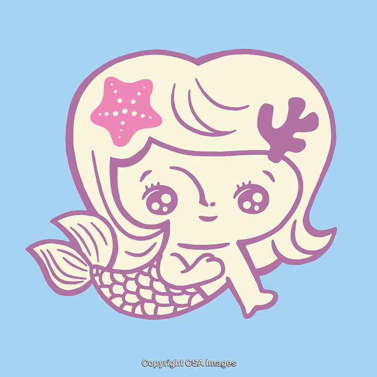 Colorful Line Art Illustration of a Cheerful Mermaid with Cute Details