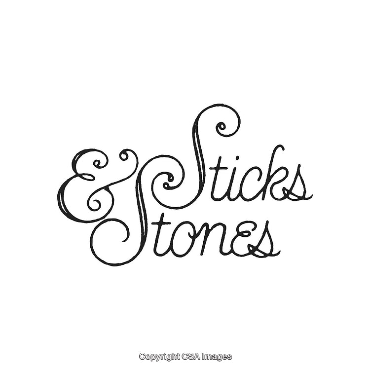 Artistic Hand-Drawn Calligraphy with Sticks and Stones Phrase in Elegant Design