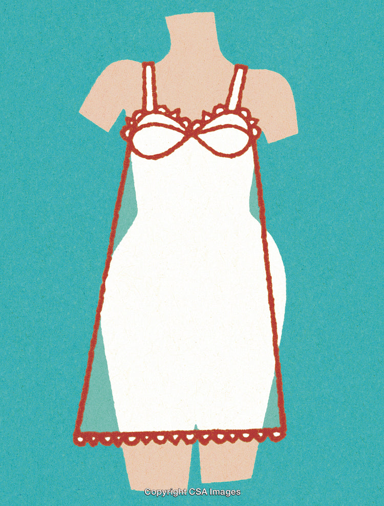 Minimalistic Illustration of Fashionable Dress on Mannequin with Abstract Design