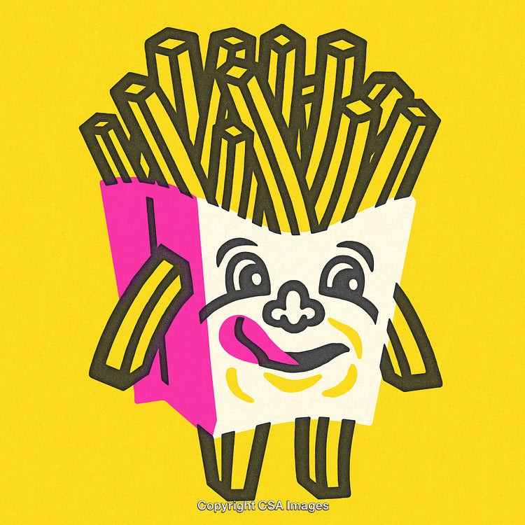 Colorful Cartoon Illustration of French Fries Box with a Happy Face Character