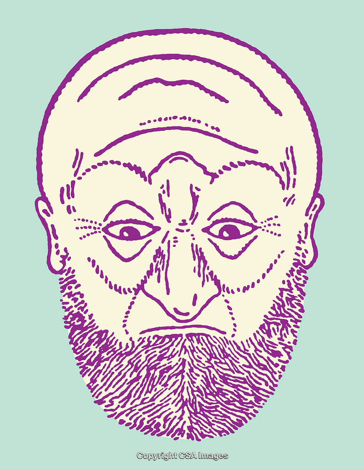 Abstract Line Art of Bearded Character in Vibrant Color Contrast