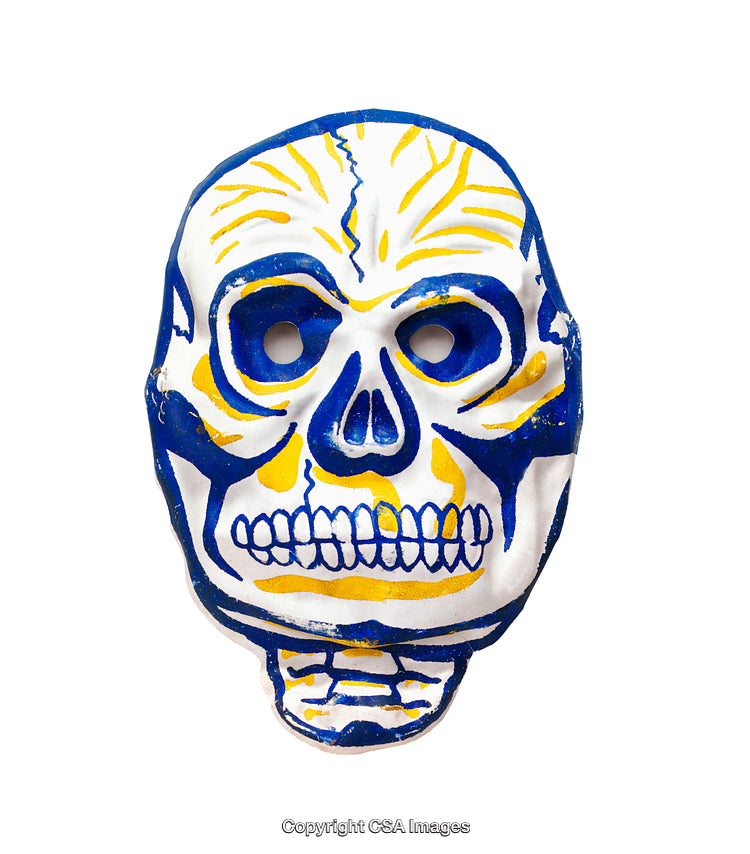 Colorful Skull Mask with Bold Blue and Yellow Details