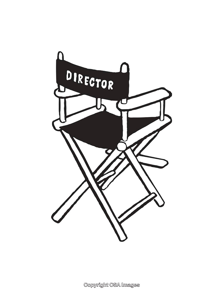 Black and White Line Art Illustration of a Director's Chair