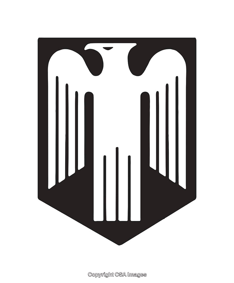 Black and White Eagle Symbol in Heraldic Style