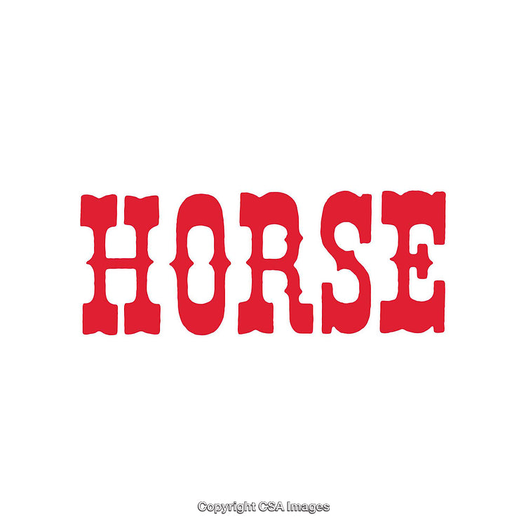 Red Typography Word Art of Horse with Western Lettering Style