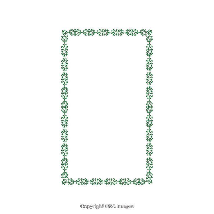 Elegant Ornate Green Border Frame on a White Background