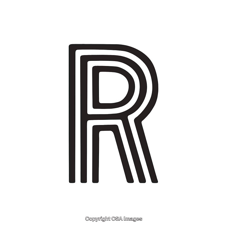 Stylish Black Line Art Design of the Letter R on White Background