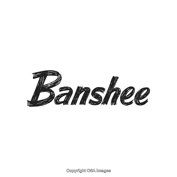 Stylized Illustration of the Word Banshee on a White Background