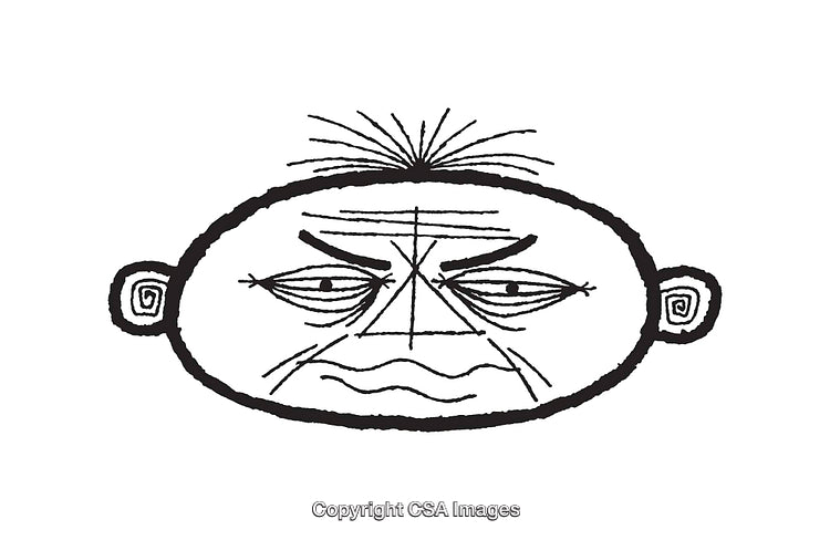 Abstract Black and White Line Drawing of a Face With Bold Features