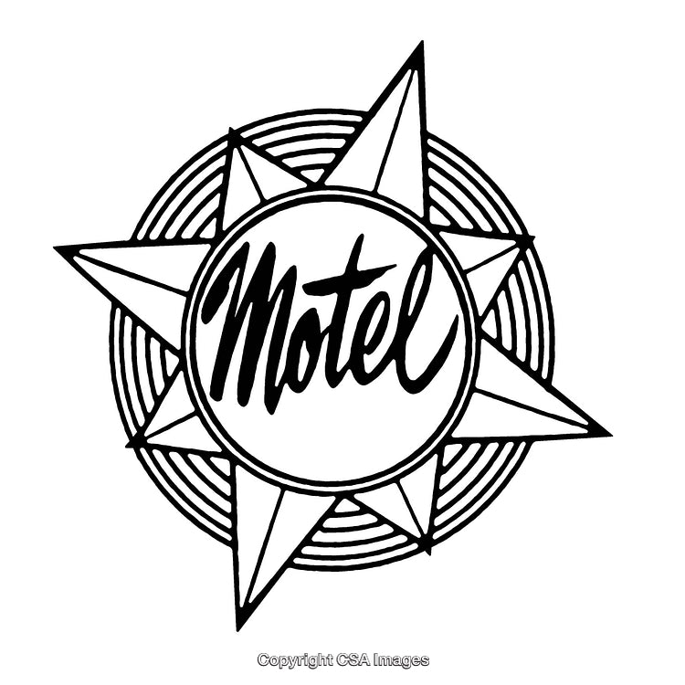 Vintage Black and White Motel Sign Art Illustration