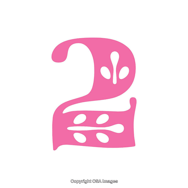 Elegant Pink Number Two With Decorative Details on White Background