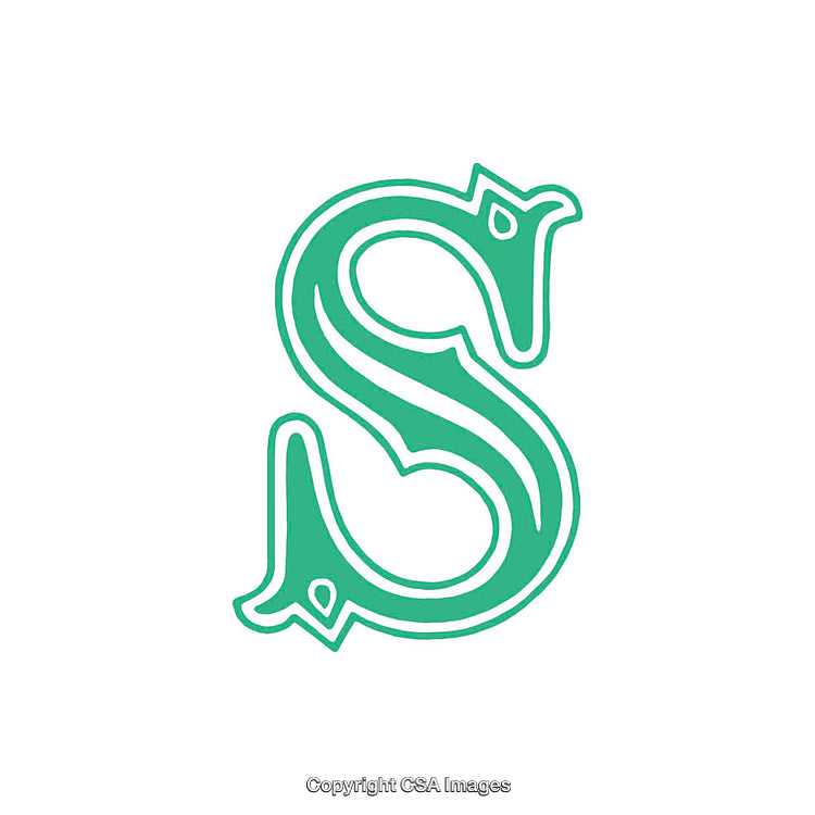 Illustration of a Decorative Green Letter S on White Background