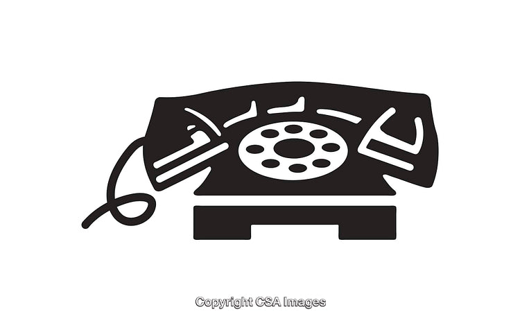 Black and White Icon of a Classic Rotary Telephone