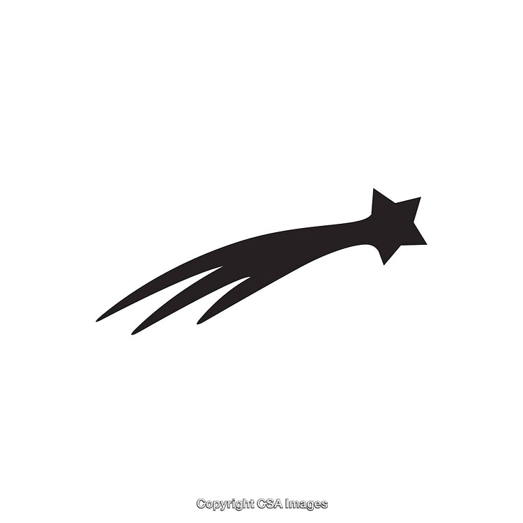 Black and White Silhouette of a Shooting Star Symbol