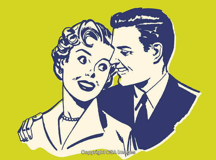 Retro Style Illustration of a Smiling Couple with Bright Background