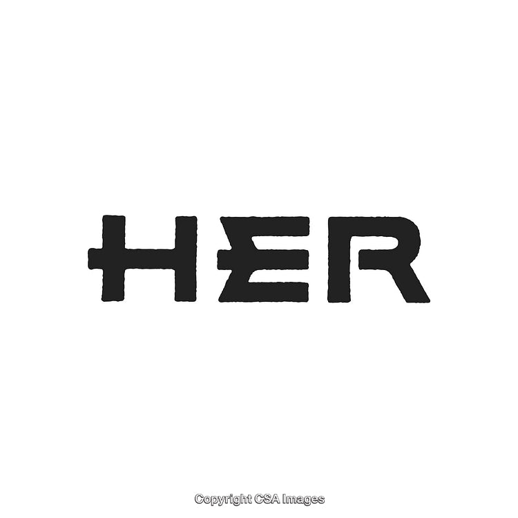 Abstract Art of Textual Design Emphasizing the Word 'HER' in Unique Style