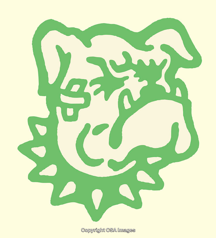 Colorful Line Art Illustration of a Stylized Dog with Abstract Design Elements