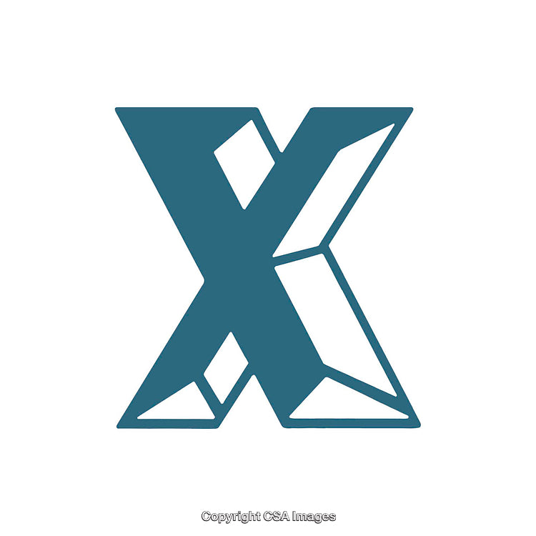 Geometric Pattern Teal X Letter Design on White Background