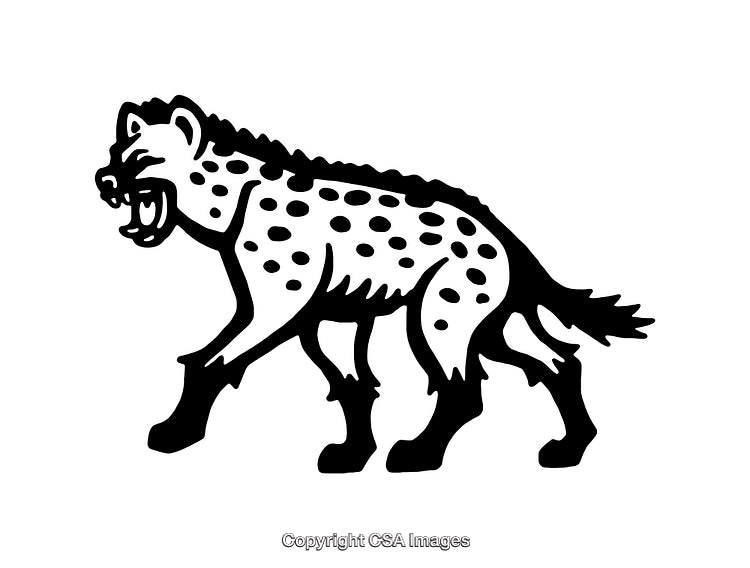 Black and White Line Art Illustration of a Hyena in Profile