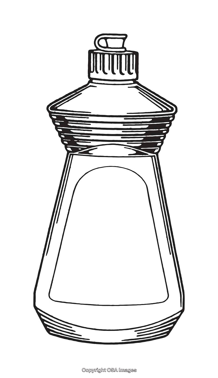 Black And White Line Art of a Plastic Dish Soap Bottle