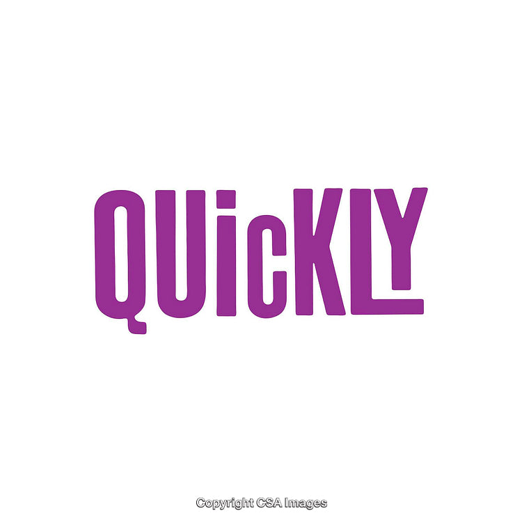 Vivid Purple Typography Design Featuring the Word 'QUICKLY' in Stylized Display