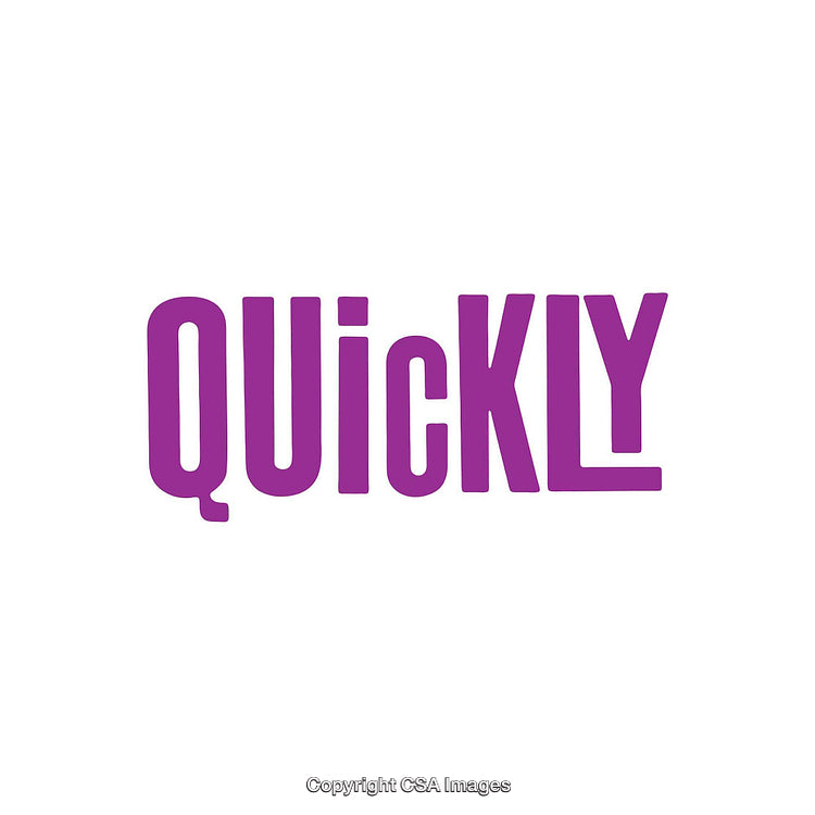 Vivid Purple Typography Design Featuring the Word 'QUICKLY' in Stylized Display