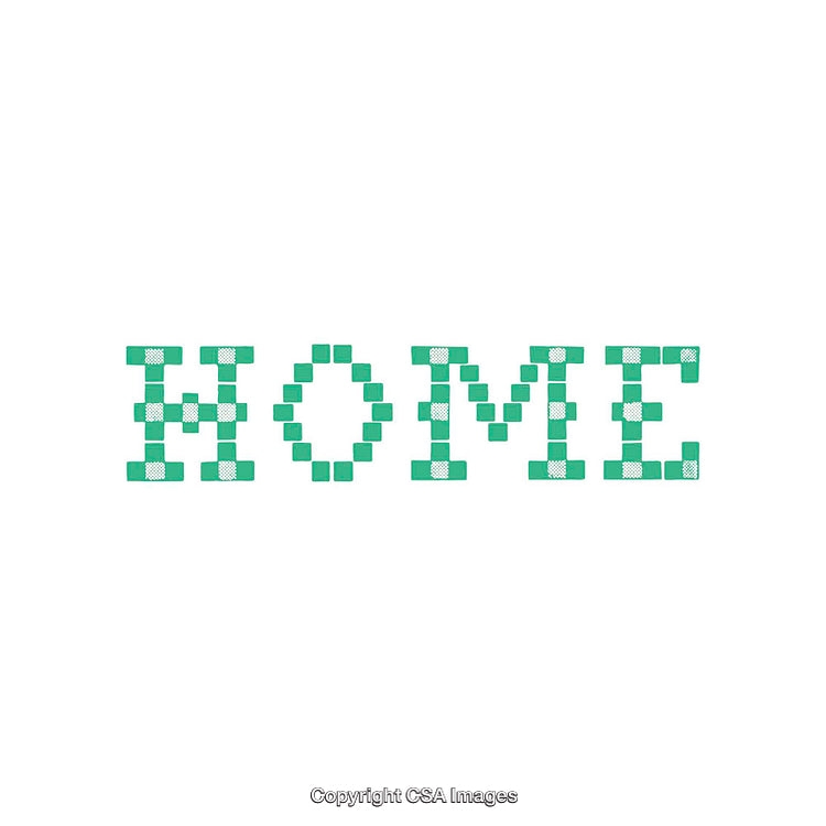 Stylish Green Text Design Spelling 'Home' in Block-Like Font Style