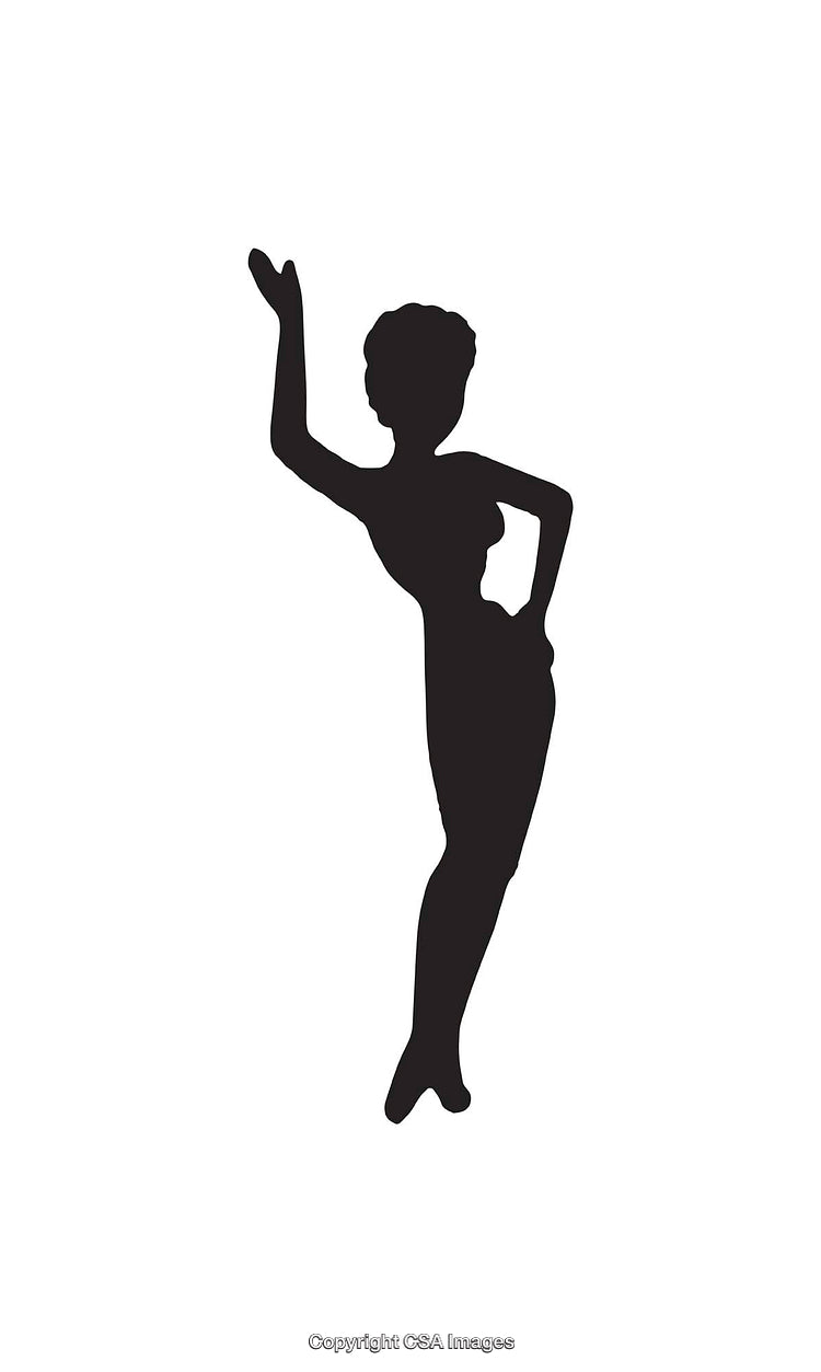 Silhouette of a Graceful Woman Posing in Elegant Fashionable Style