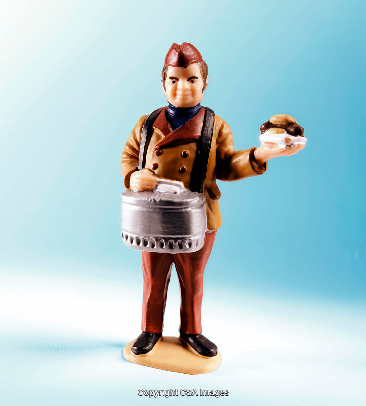 Vintage Soldier Figurine Holding Food Tray and Metal Container
