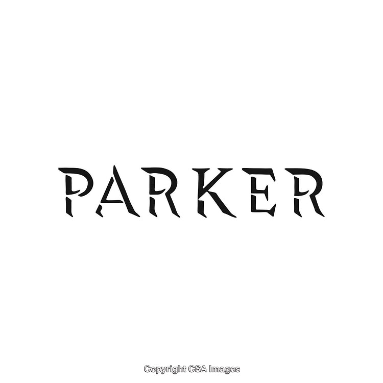 Stylized Parker Text Logo in Unique Bold Typography on White Background