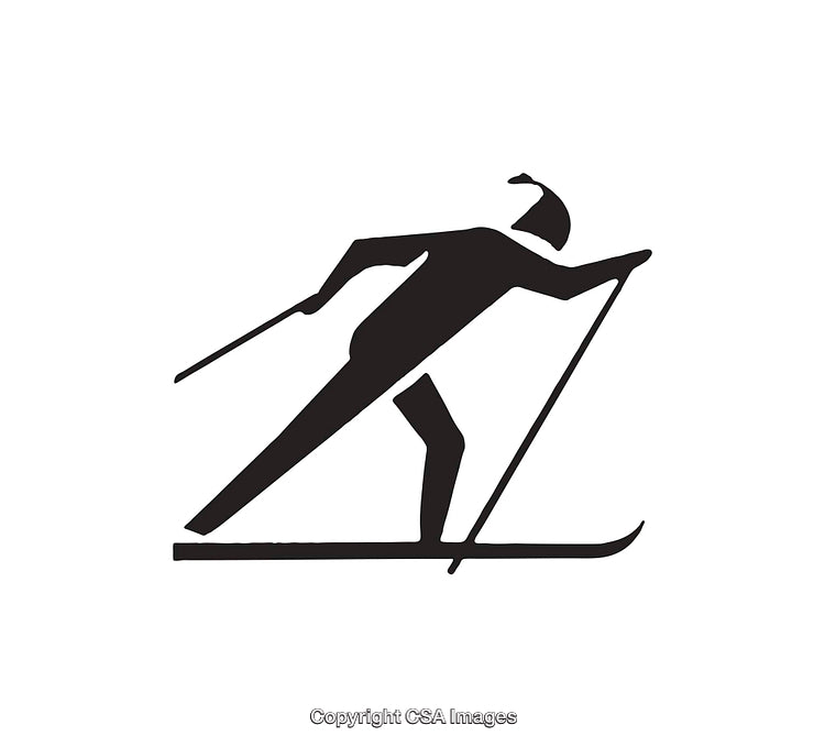 Black and White Icon of Cross-Country Skiing Figure Silhouette
