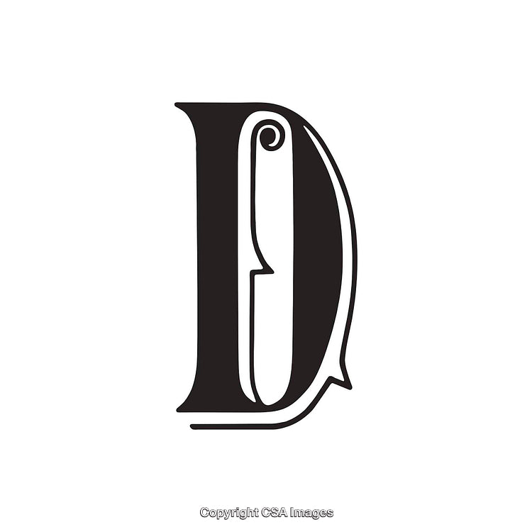 Ornate Typographic Design Featuring the Capital Letter D in Black