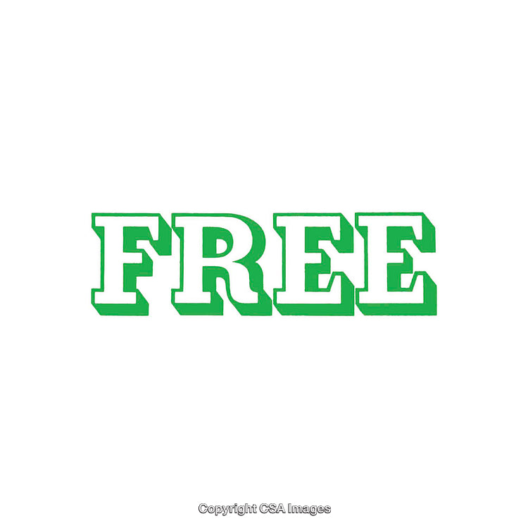Green Block Letter Text Illustrating the Word Free on White Background