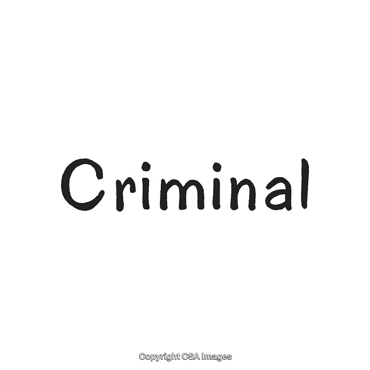 Black Handwritten Text Depicting the Word 'Criminal' on a White Background