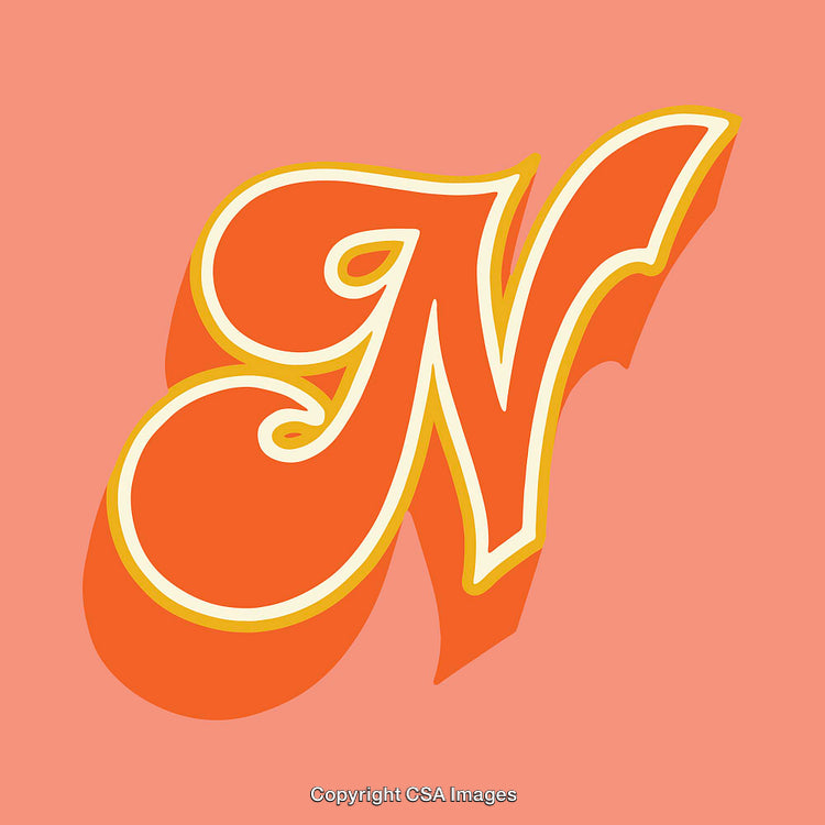 Bold Artistic Illustration of the Letter N in Retro Style